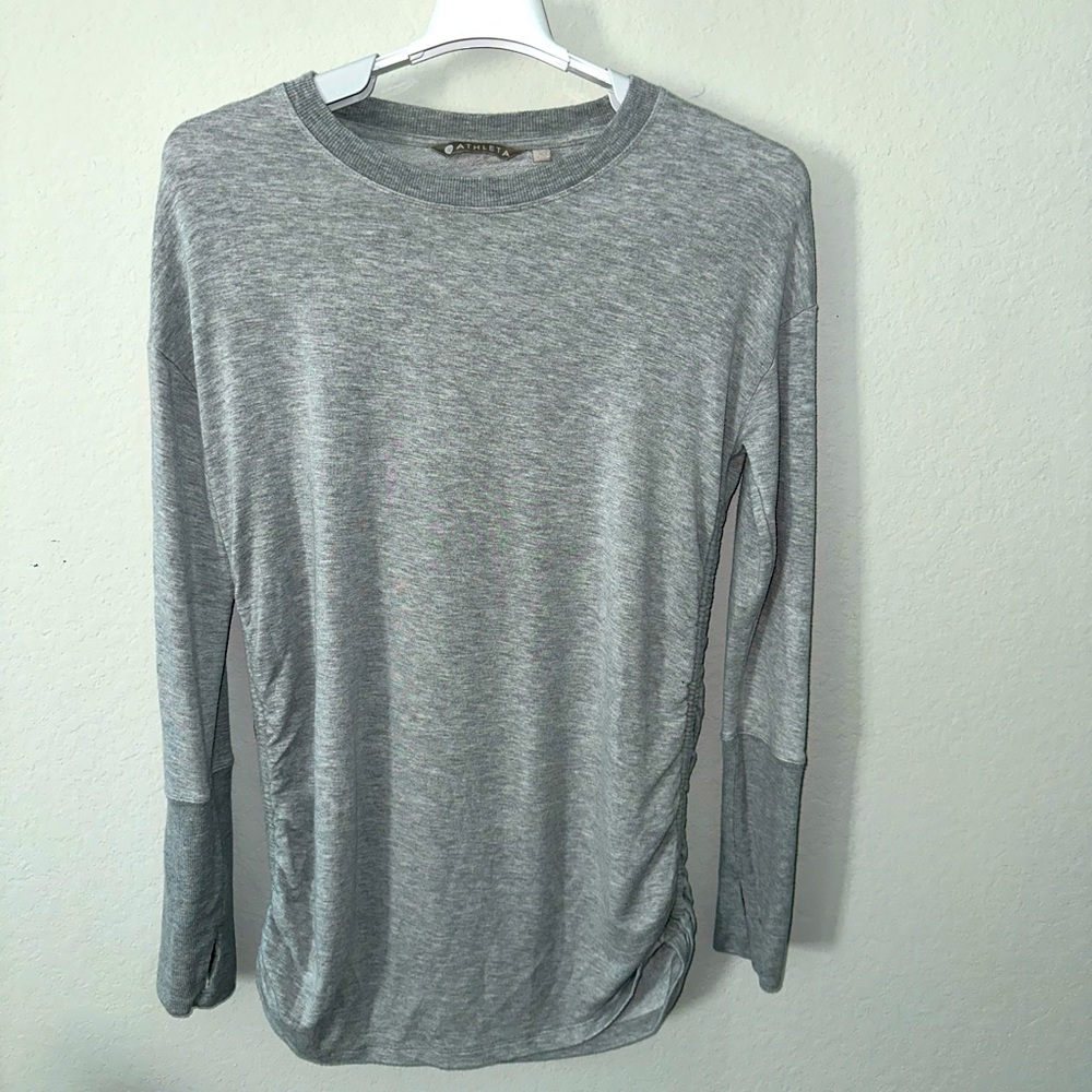 Athleta Ruched‎ Sweatshirt Sz S Small Top Gray